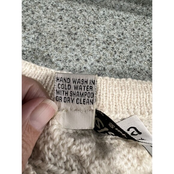 Artelana Vintage Cream Alpaca Handknit Sweater Cabin UNISEX Size Mens Womens L - Picture 4 of 10